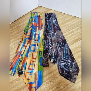Lot of 2 Jerry Garcia Mens Silk Ties Abstract Space Containers Grateful Dead Art